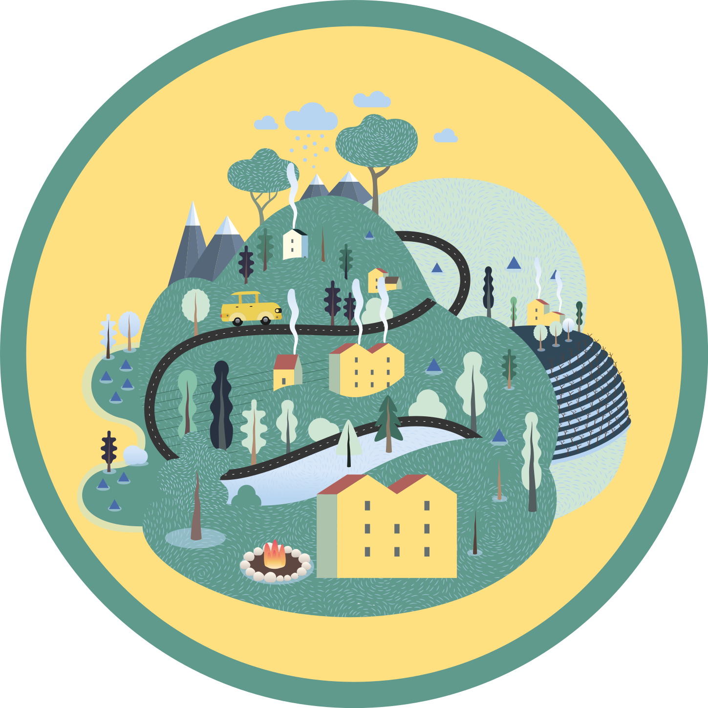 비닐 도로 카펫 장난기 가득한 풍경 여행 - TenStickers