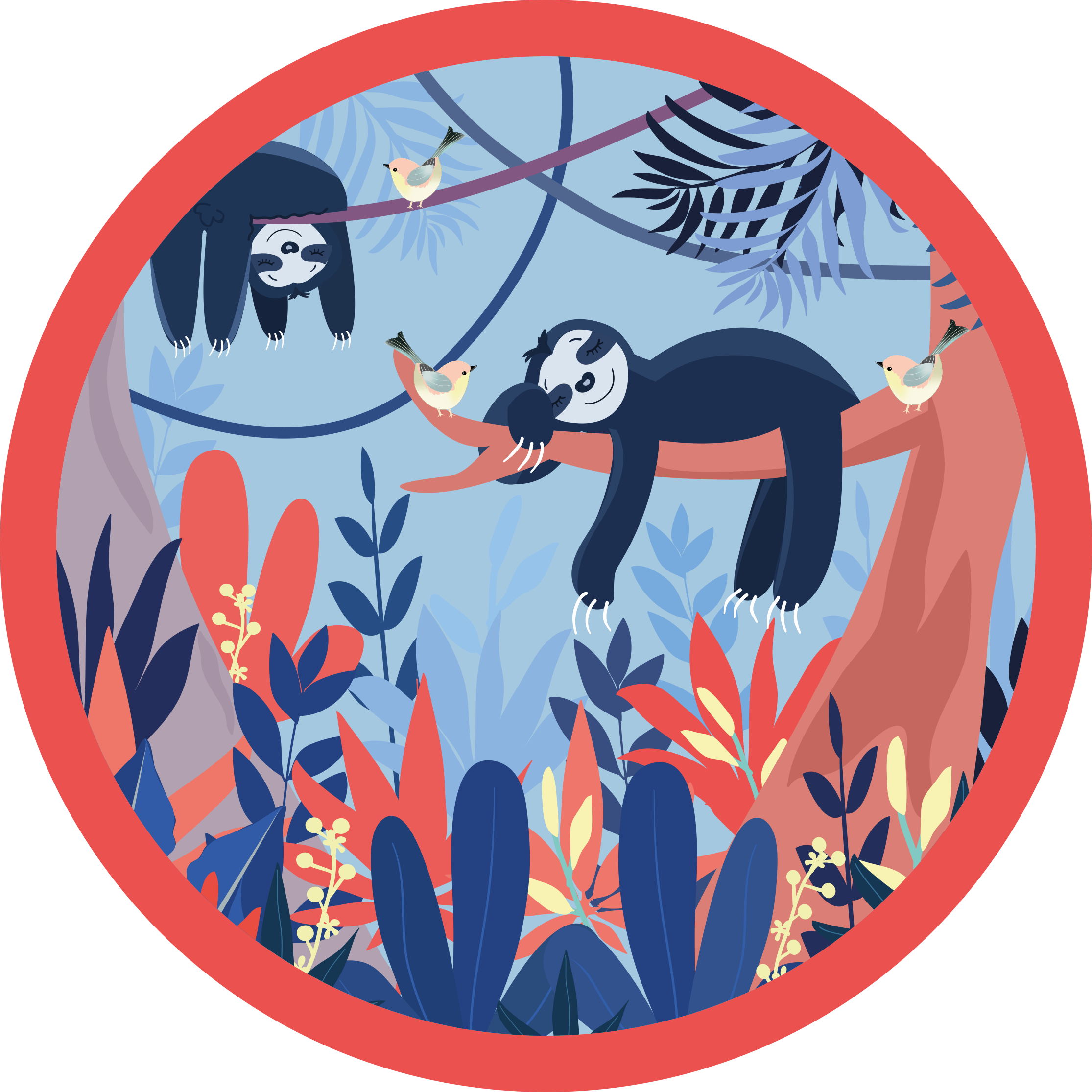 애니멀 프린트 비닐 카펫 나무늘보 정글 풍경 - TenStickers