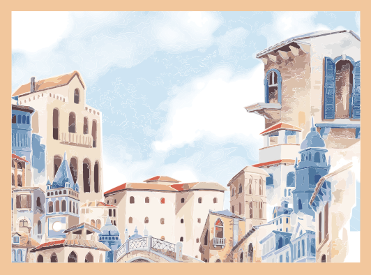 침실용 비닐 카펫 해안 도시 풍경 - TenStickers