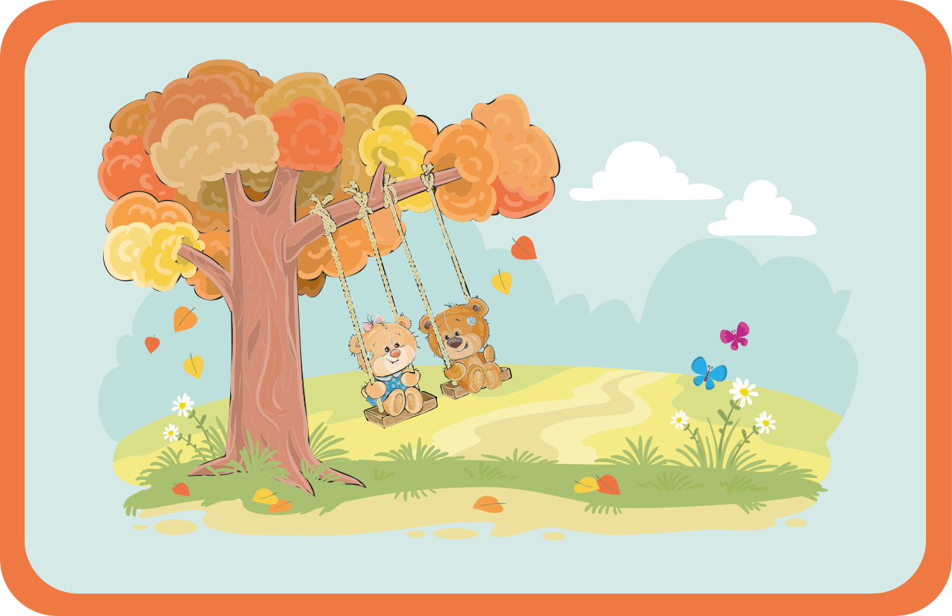 어린 이용 비닐 카펫 그네 타는 아기 곰들 - TenStickers