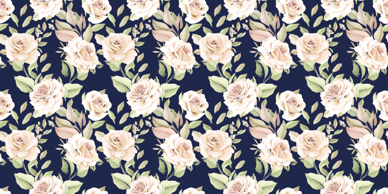 블루 꽃 양탄자에 빈티지 장미 패턴 - TenStickers