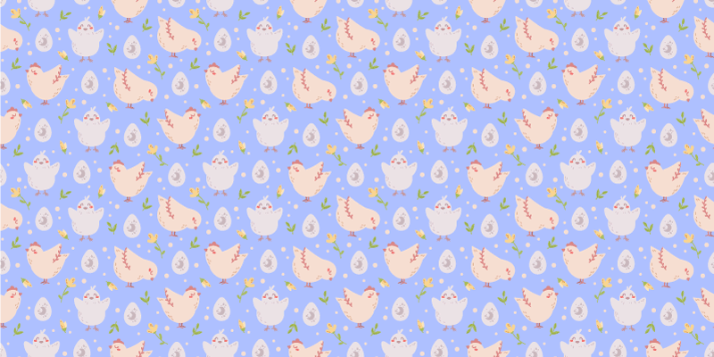 어린 이용 비닐 카펫 즐거운 닭 모티프 - TenStickers