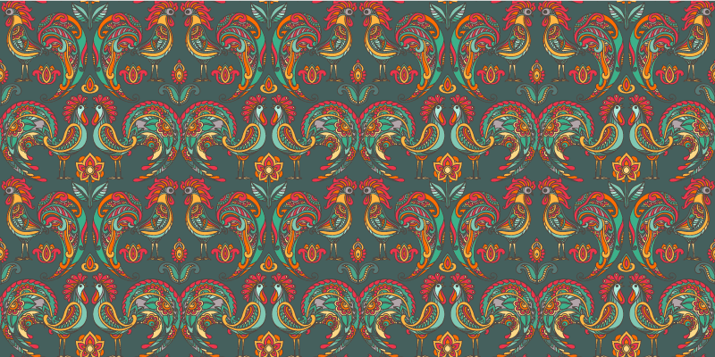 모자이크 효과 비닐 카펫 다채로운 민속 문양 - TenStickers