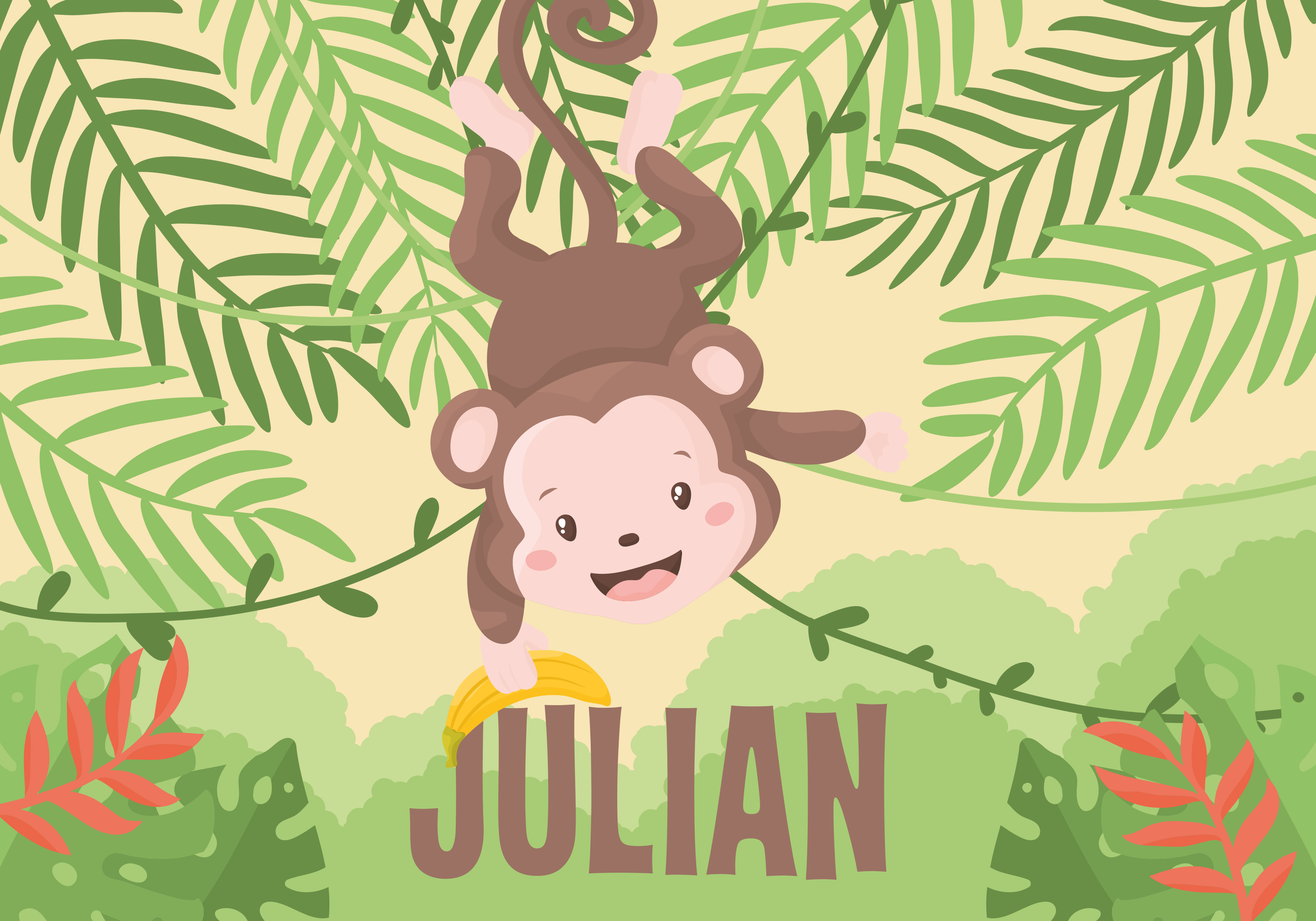 이름이있는 비닐 카펫 장난꾸러기 원숭이 테마 - TenStickers