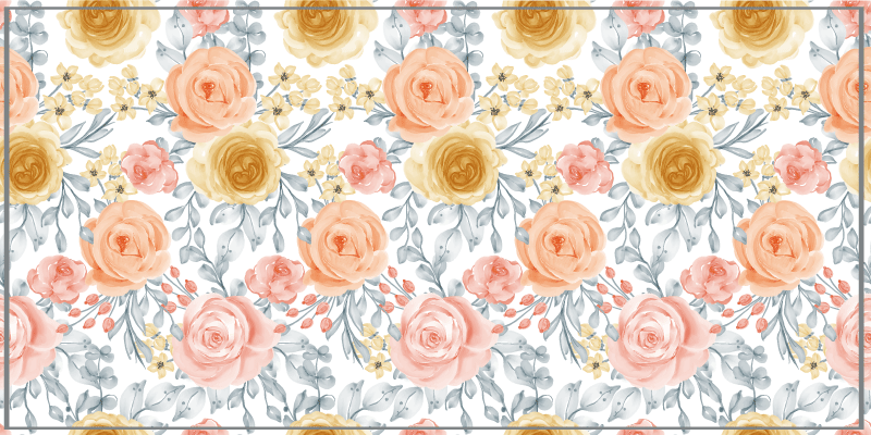 비닐 현관 카펫 꽃 엠블럼 - TenStickers