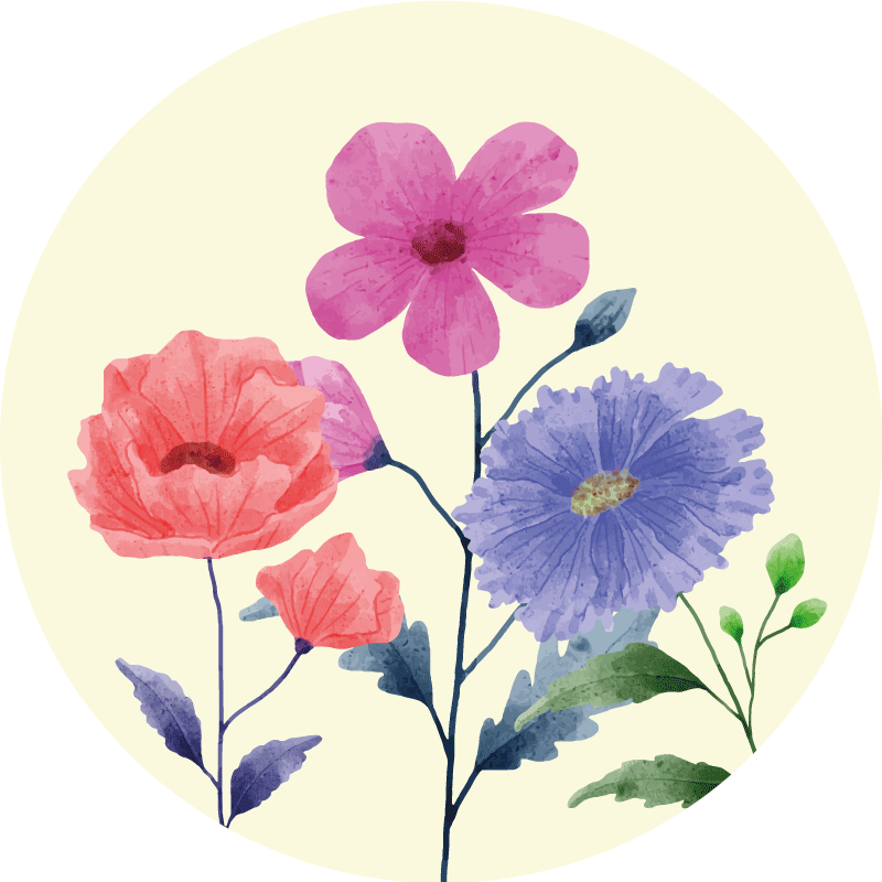 비닐 카펫 게시판 생동감 넘치는 꽃 구성 - TenStickers