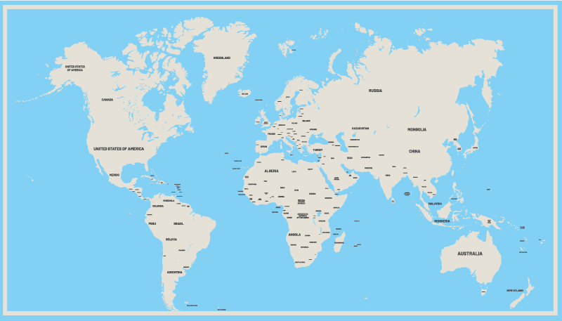 세계 지도 비닐 카펫 글로벌 심플 디자인 - TenStickers