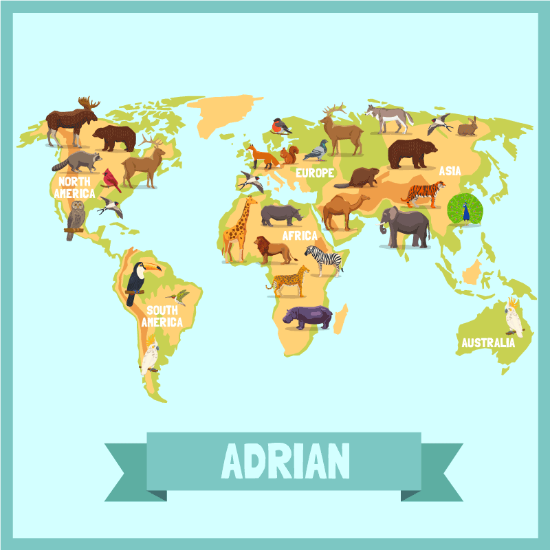 이름이있는 비닐 카펫 동물 디자인 - TenStickers