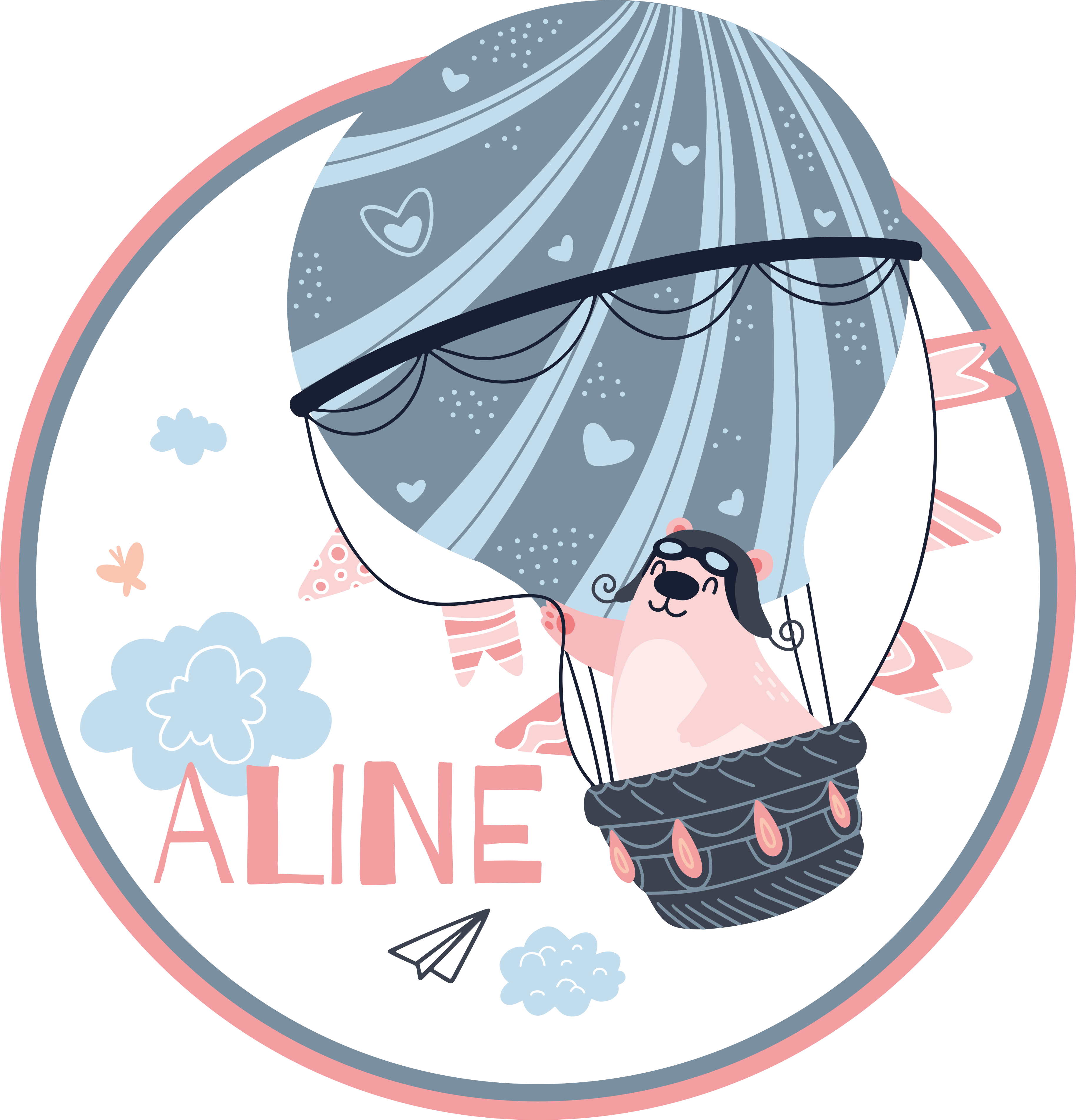 이름이있는 비닐 카펫 열기구 - TenStickers