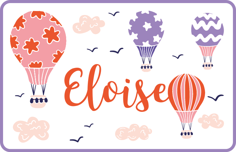 이름이있는 비닐 카펫 생동감 넘치는 열기구 - TenStickers