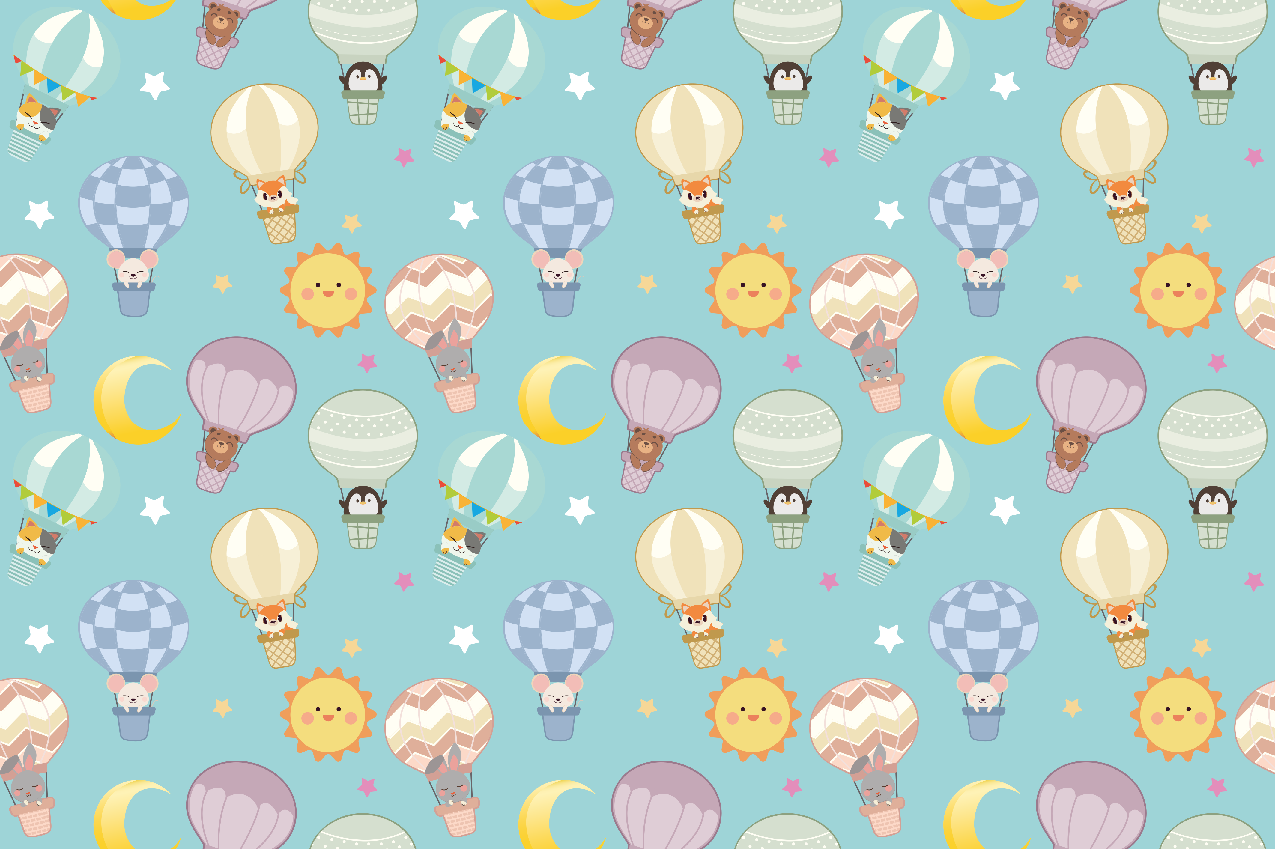 비닐 카펫 보육 기분 좋은 열기구 - TenStickers