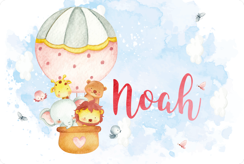 비닐 카펫 보육 이름이 있는 풍선 모험 - TenStickers