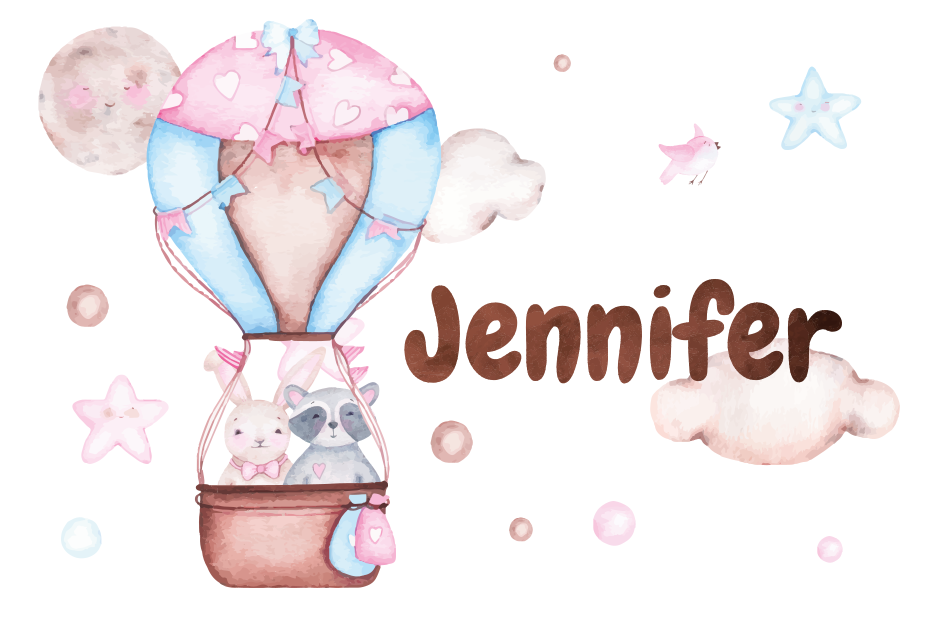 이름이있는 비닐 카펫 열기구 타고 떠나는 꿈 - TenStickers