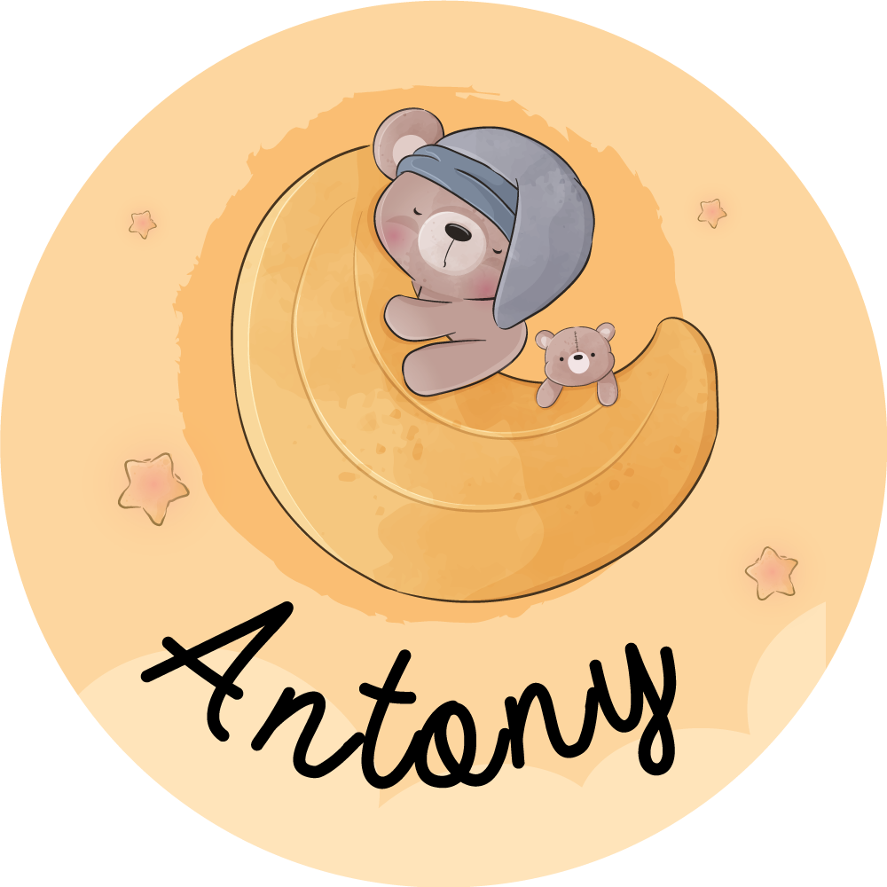 이름이있는 비닐 카펫 졸고 있는 곰과 이름 - TenStickers