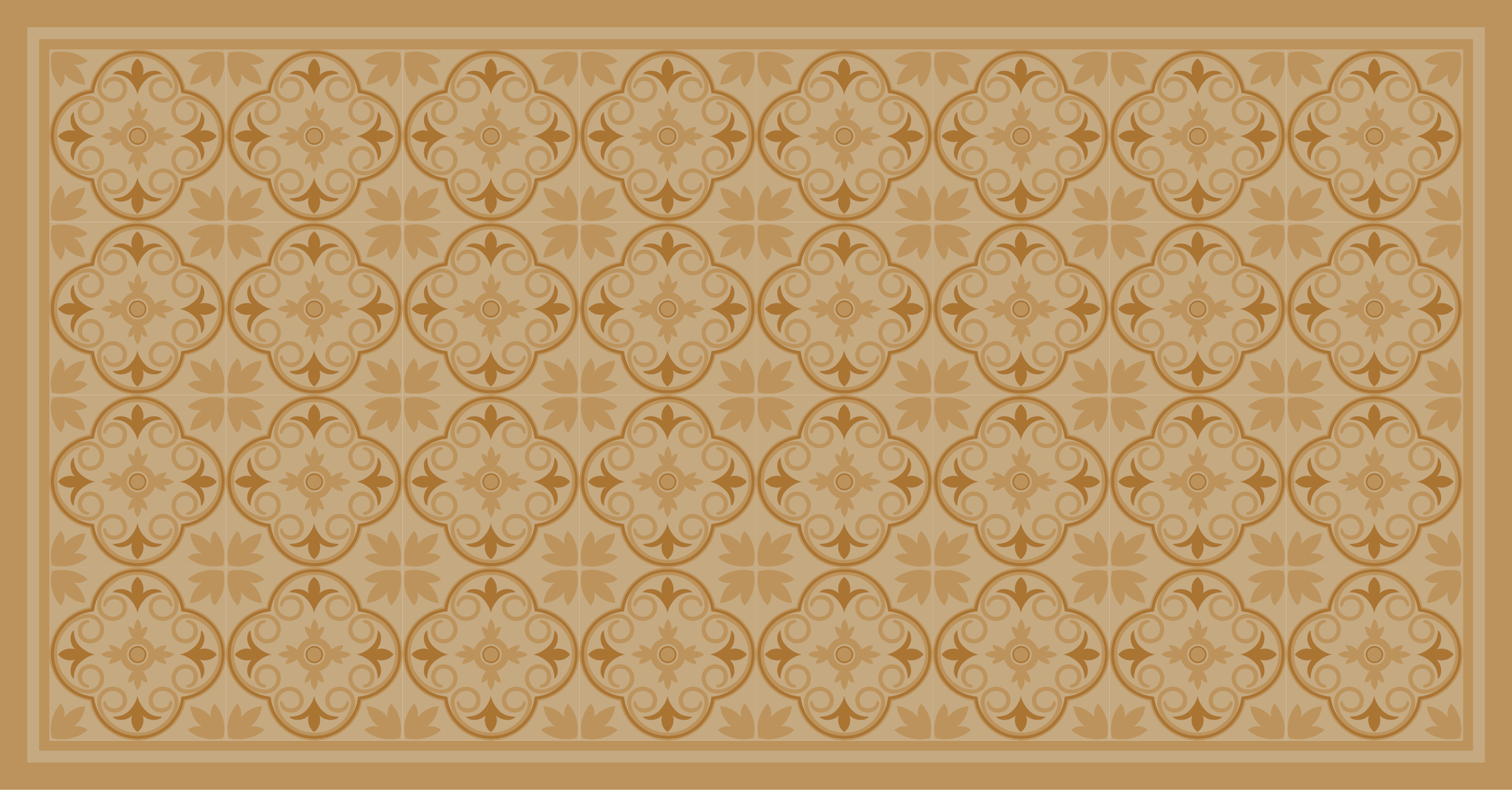 베이지 색 빈티지 꽃 무늬 타일 카펫 - TenStickers
