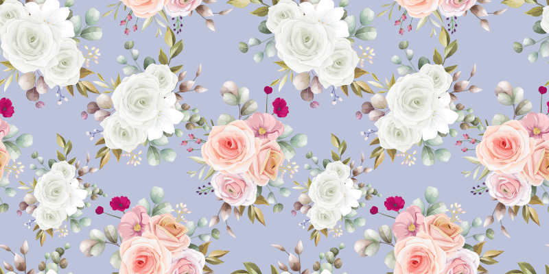 비닐 카펫 꽃과 식물 우아한 장미 패턴 - TenStickers