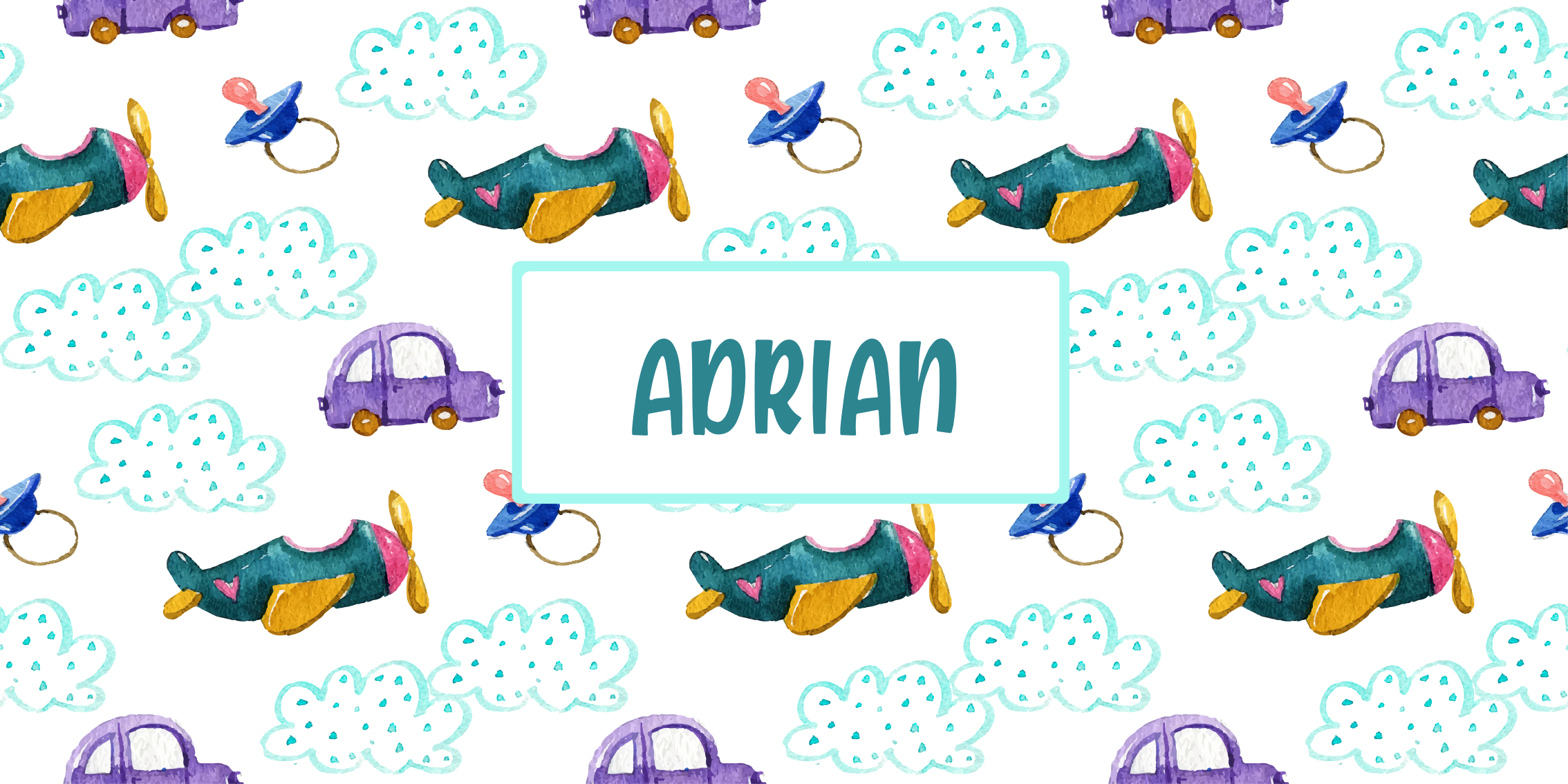 이름이있는 비닐 카펫 유쾌한 비행기 테마 - TenStickers