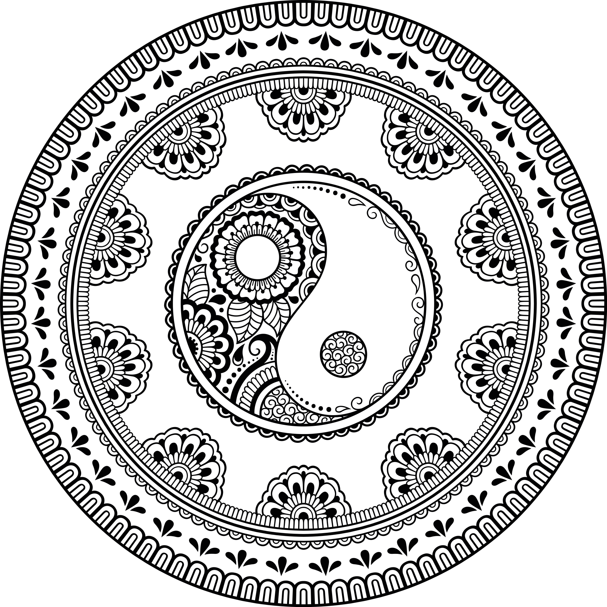 만다라 비닐 카펫 회색 원형 요소 - TenStickers