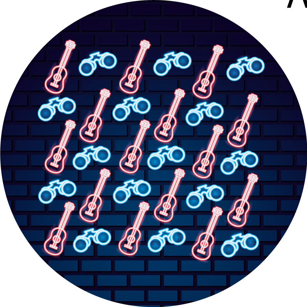 열대 효과 비닐 카펫 네온 음악 패턴 - TenStickers