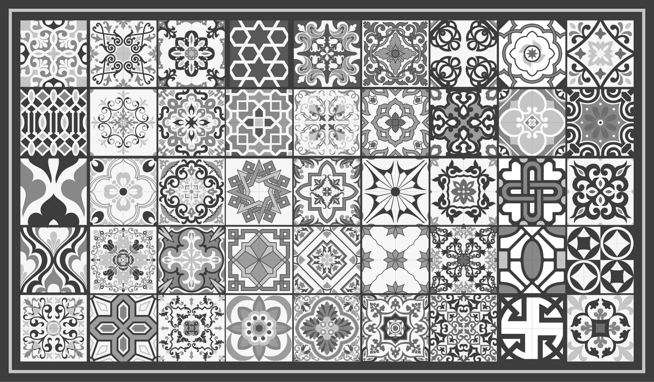 짙은 회색 소박한 모자이크 패턴 타일 카펫 - TenStickers