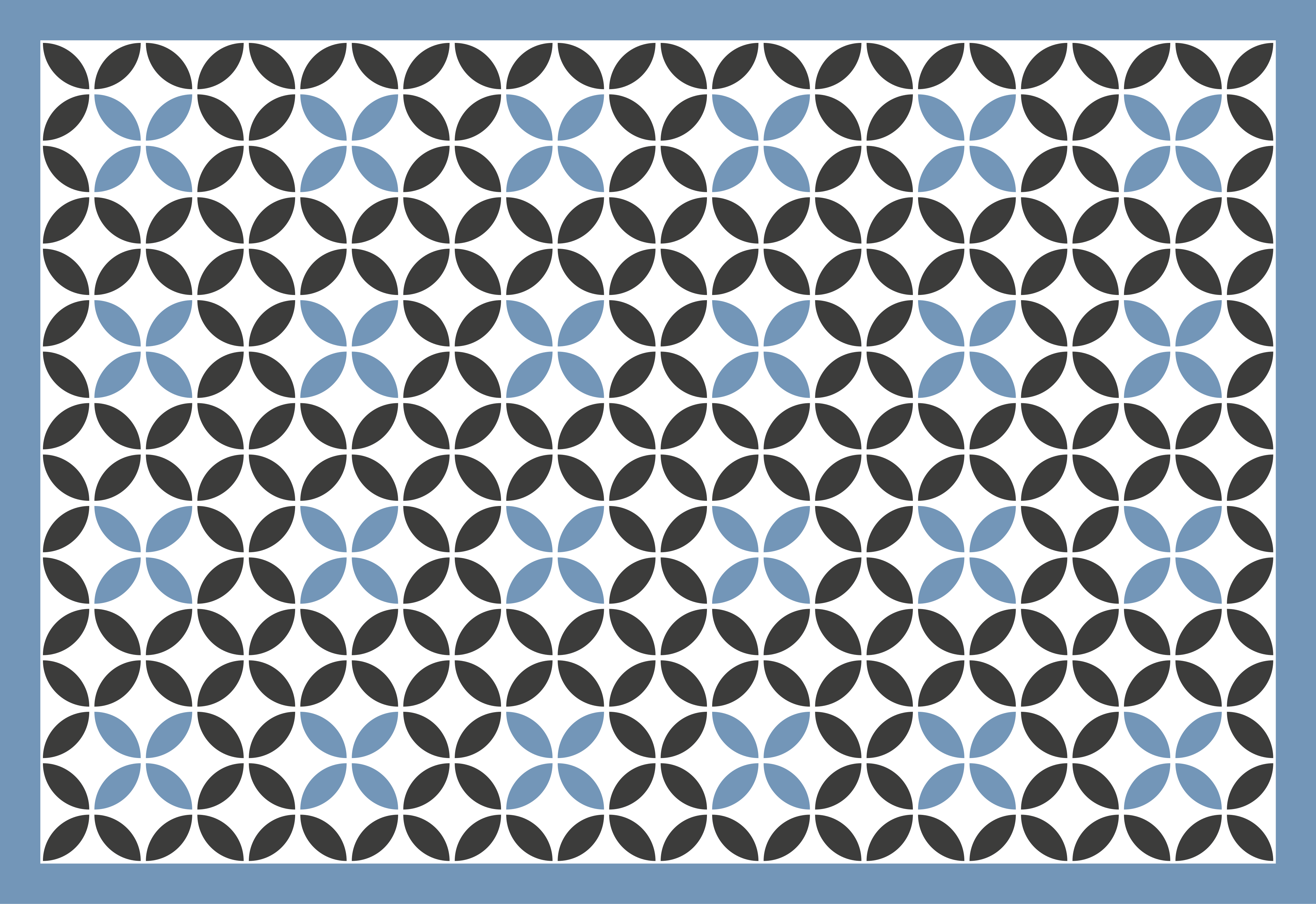 기하학적 효과 비닐 카펫 파란 원형 패턴 오버레이 - TenStickers