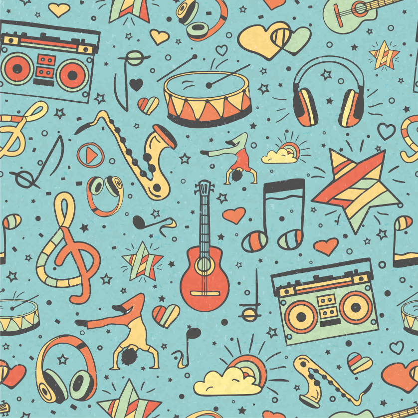 어린 이용 비닐 카펫 장난기 넘치는 음악 기호 - TenStickers