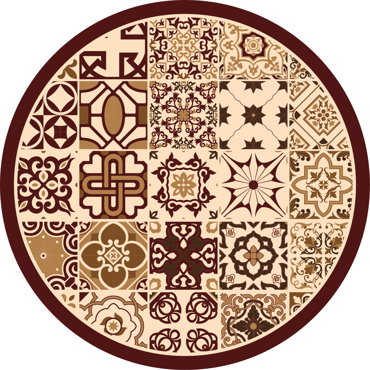 갈색 스페인 스타일 타일 욕실 바닥 - TenStickers