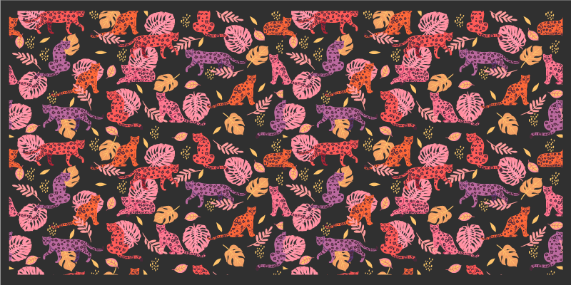 비닐 카펫 동물 다채로운 정글 고양이 - TenStickers