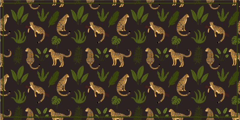 어두운 식물 야생 표범 무늬 동물 깔개 - TenStickers