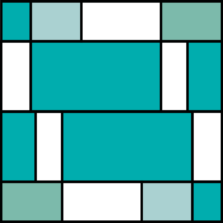 기하학적 효과 비닐 카펫 블루 몬드리안 타일 - TenStickers