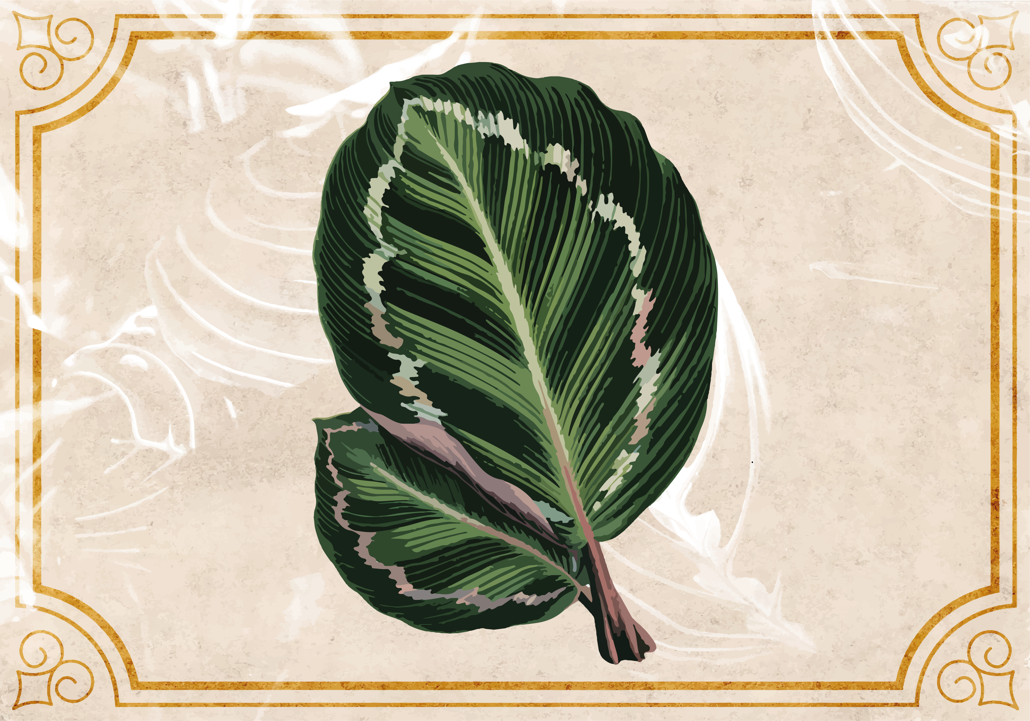 비닐 카펫 자연 잎 무늬 우아함 - TenStickers