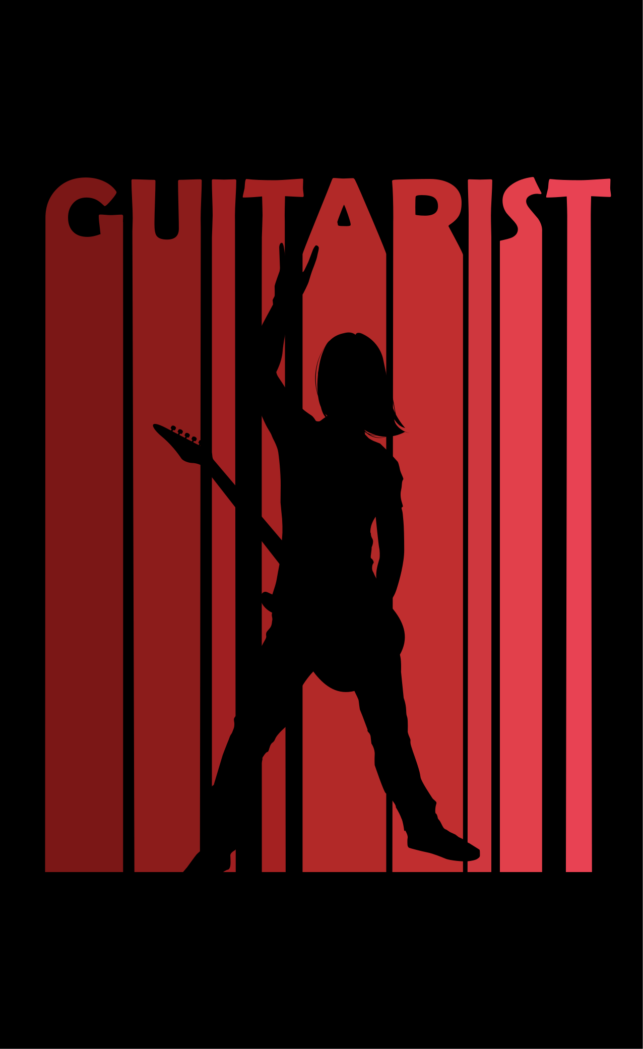 비닐 카펫 정리 기타리스트 실루엣 - TenStickers