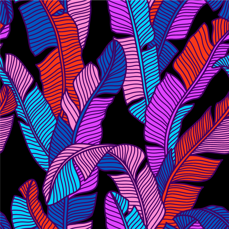 비닐 카펫 꽃과 식물 생생한 잎 무늬 - TenStickers