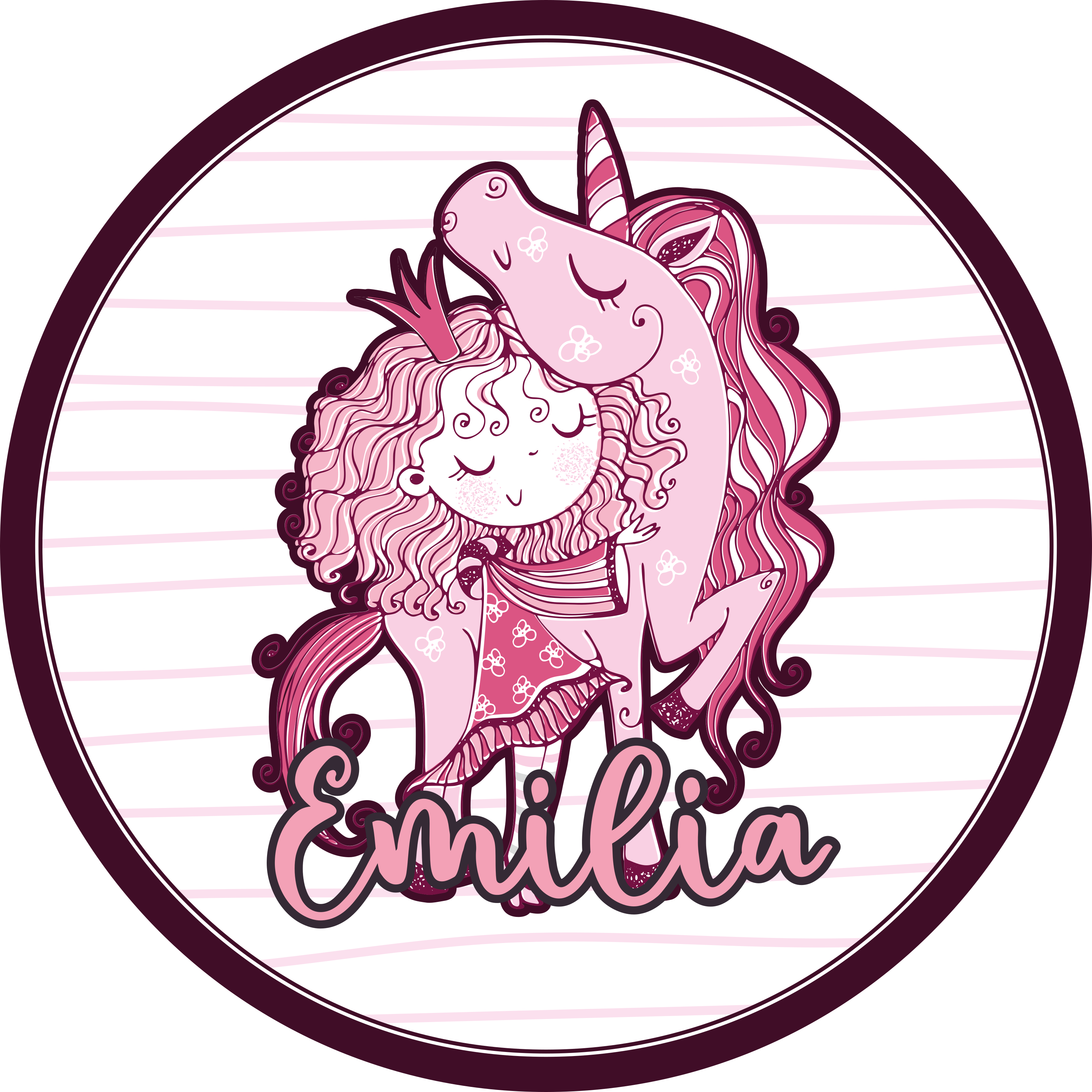 이름이있는 비닐 카펫 귀여운 유니콘 듀오 - TenStickers