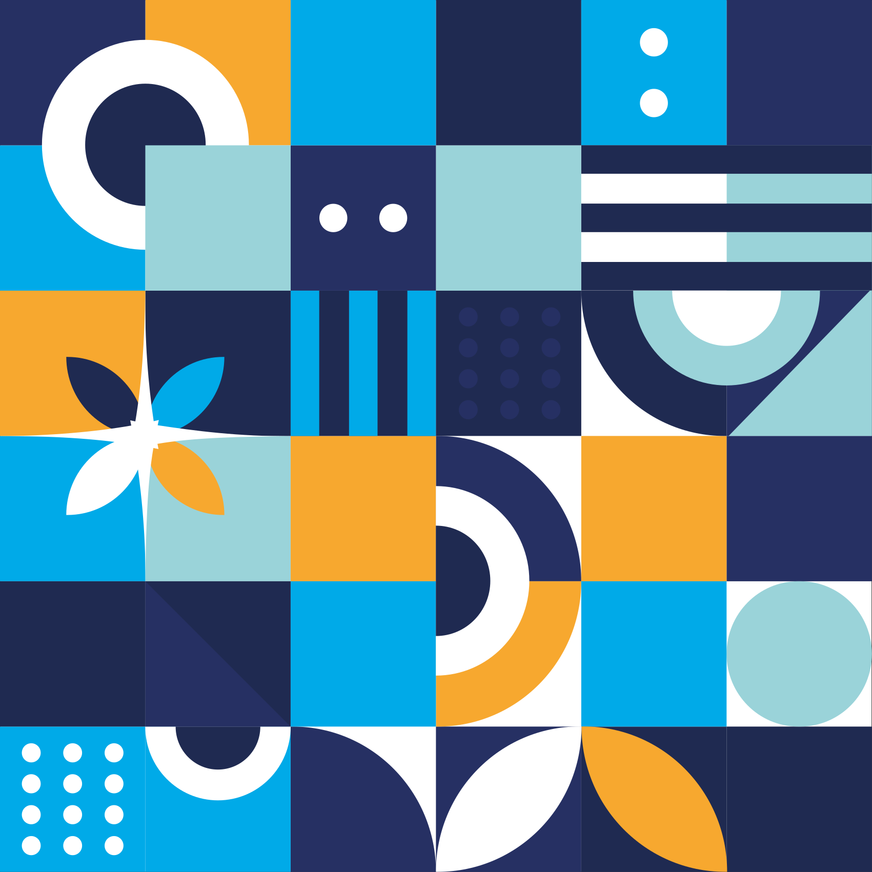 파란색 기하학적 디자인 민족 깔개 - TenStickers