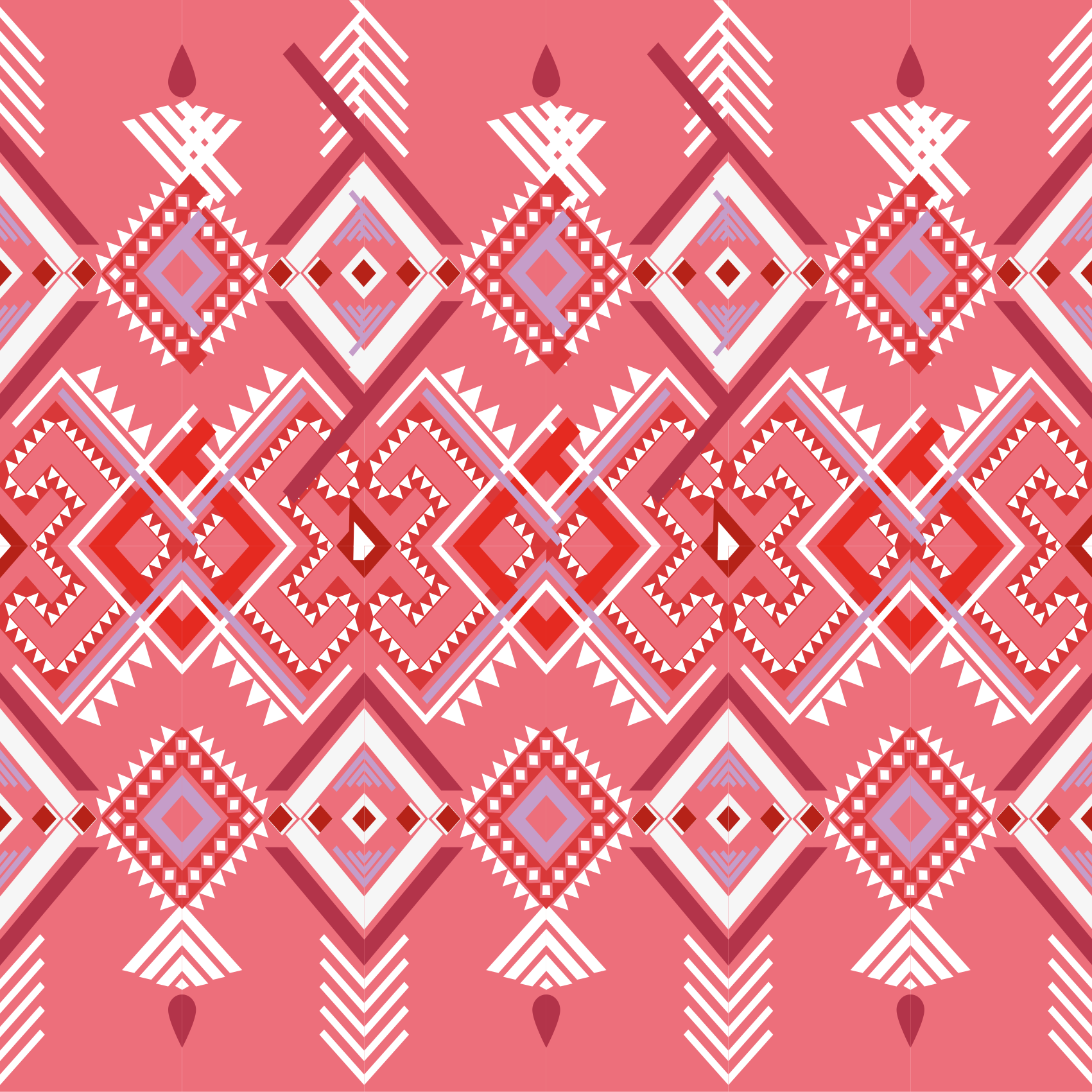 핑크 기하학 무늬 민족 깔개 - TenStickers