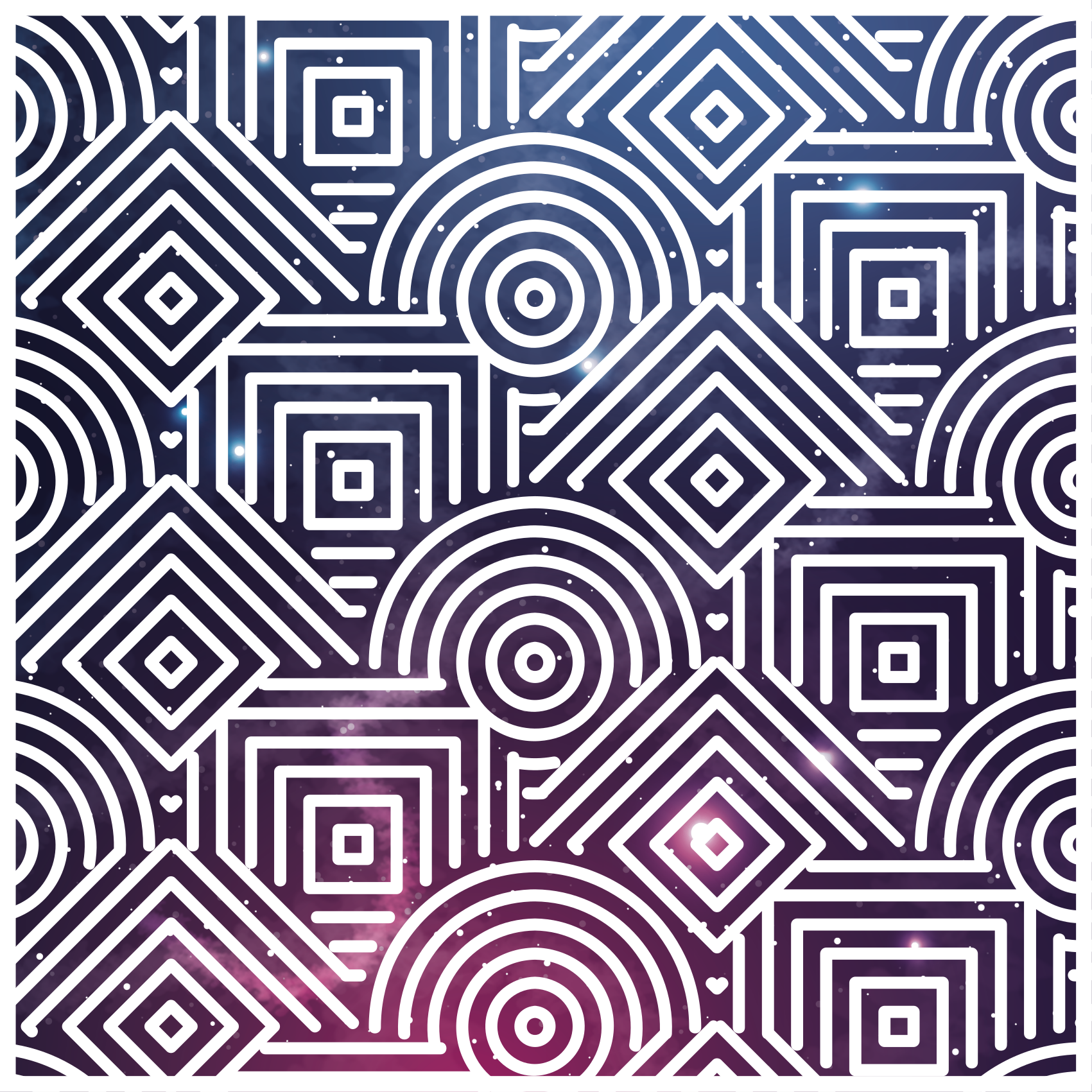 기하학적 효과 비닐 카펫 복잡한 원과 사각형 - TenStickers