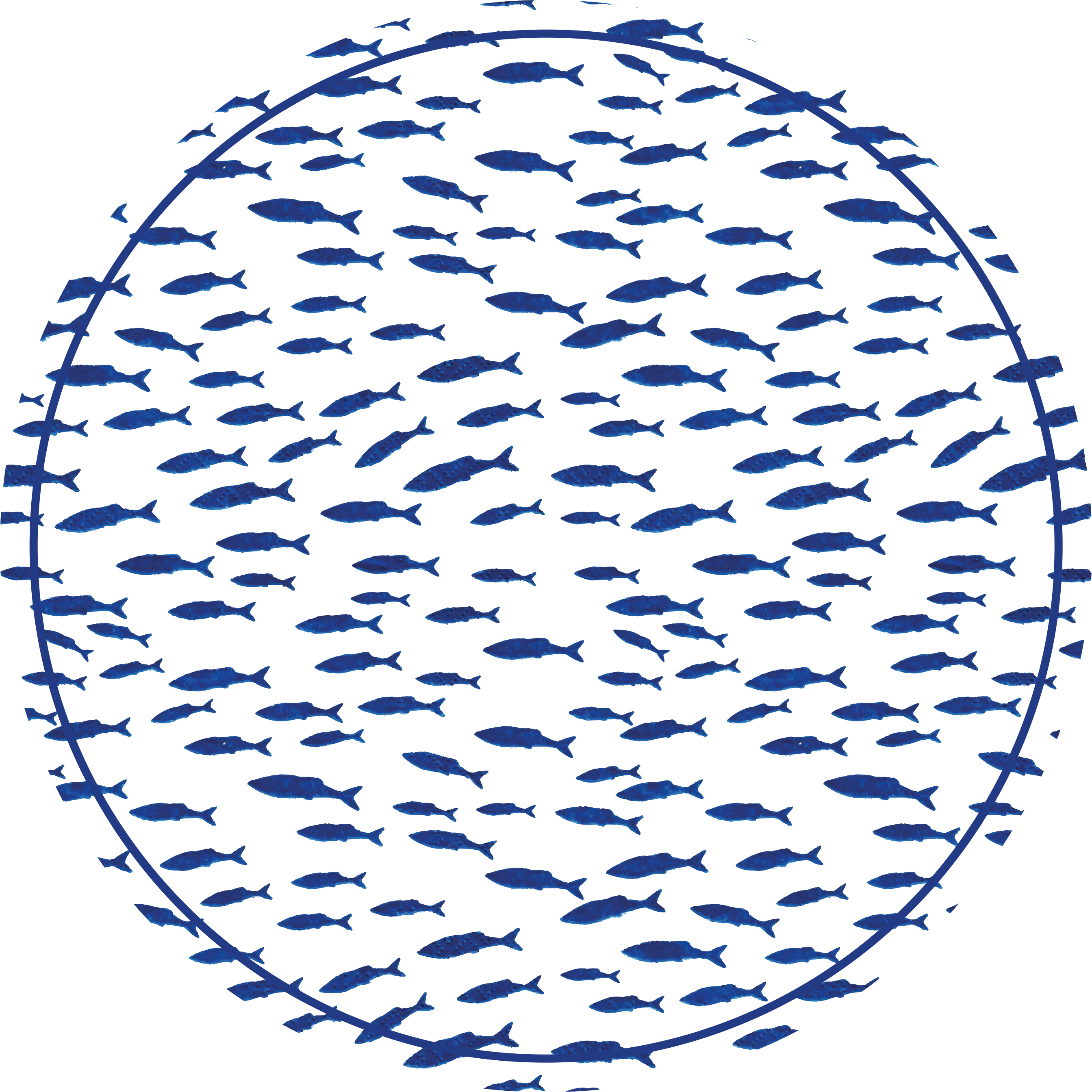 흰색 배경에 파란색 물고기 거실 깔개 - TenStickers