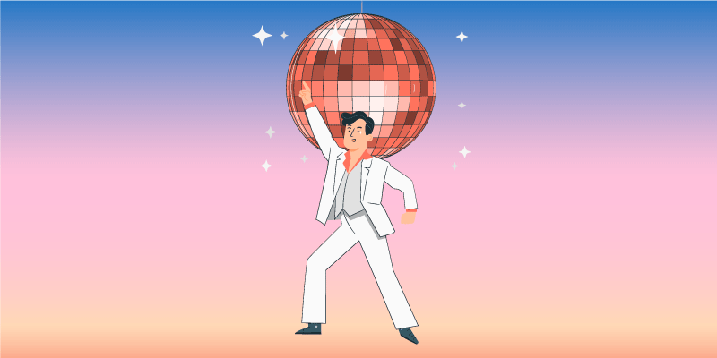 색상 빈티지 깔개와 디스코 공 그림 - TenStickers