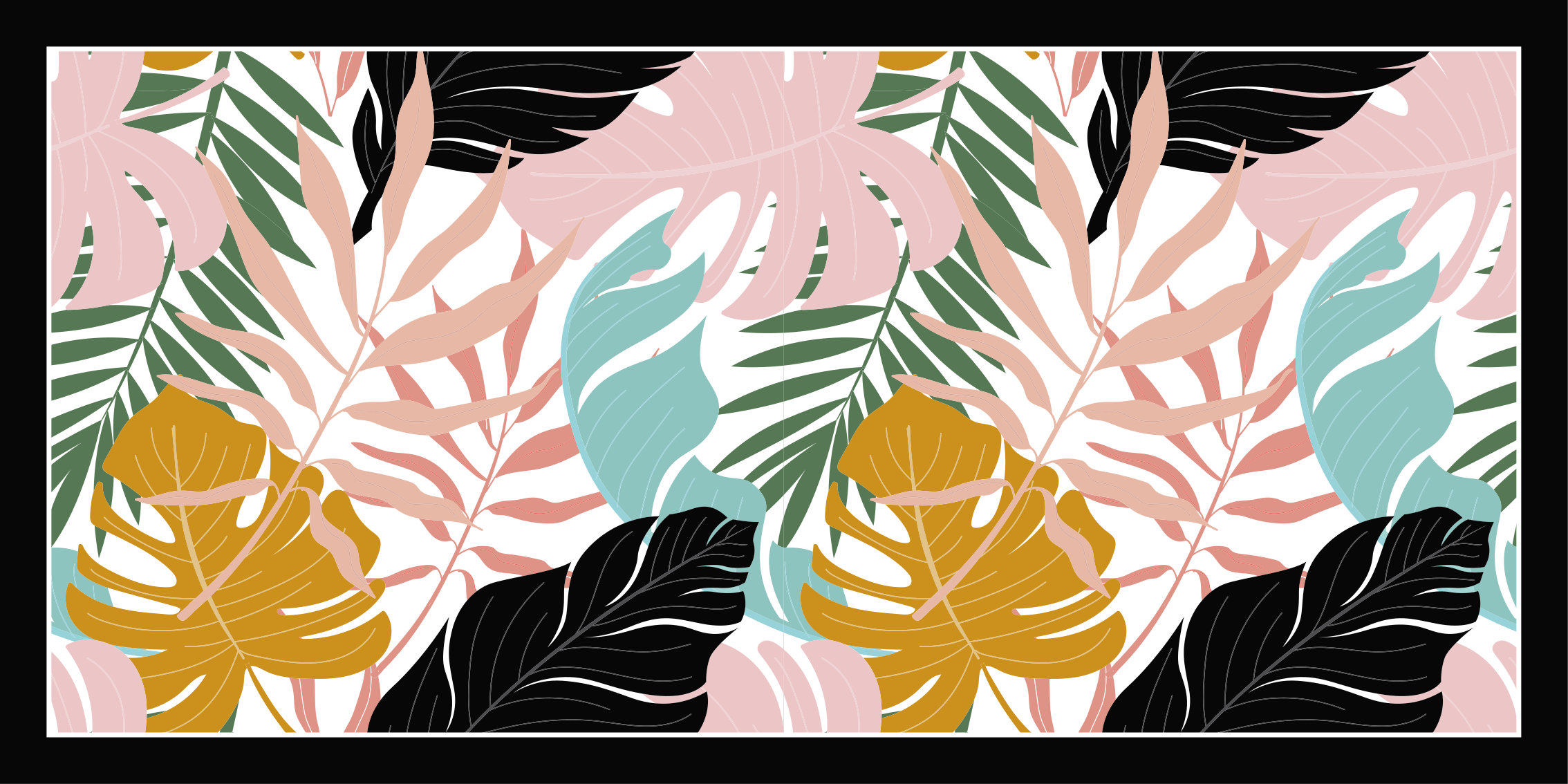 비닐 카펫 자연 열대 잎 색상 팔레트 - TenStickers