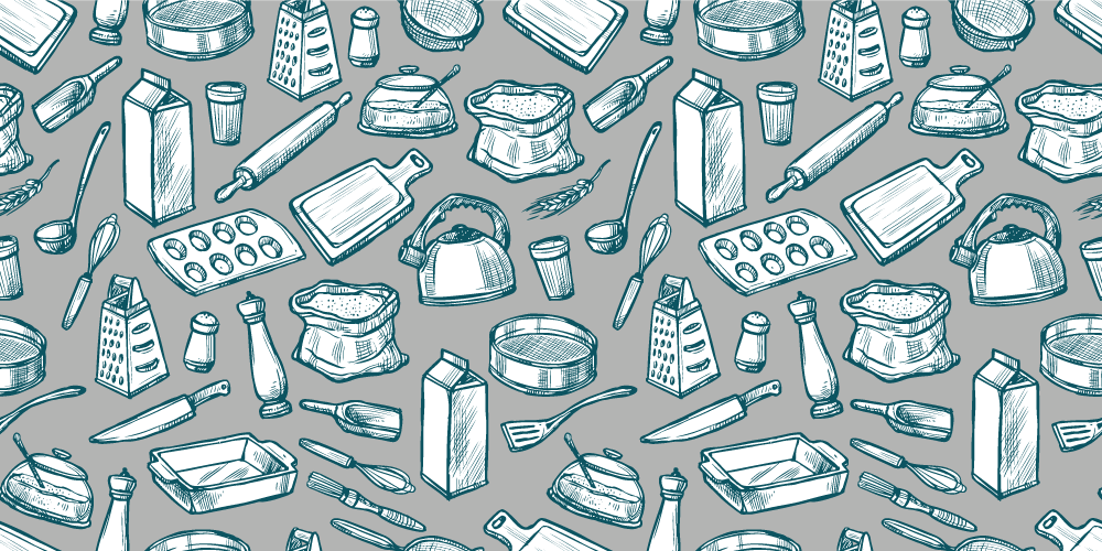 비닐 주방 카펫 조리 도구 패턴 - TenStickers