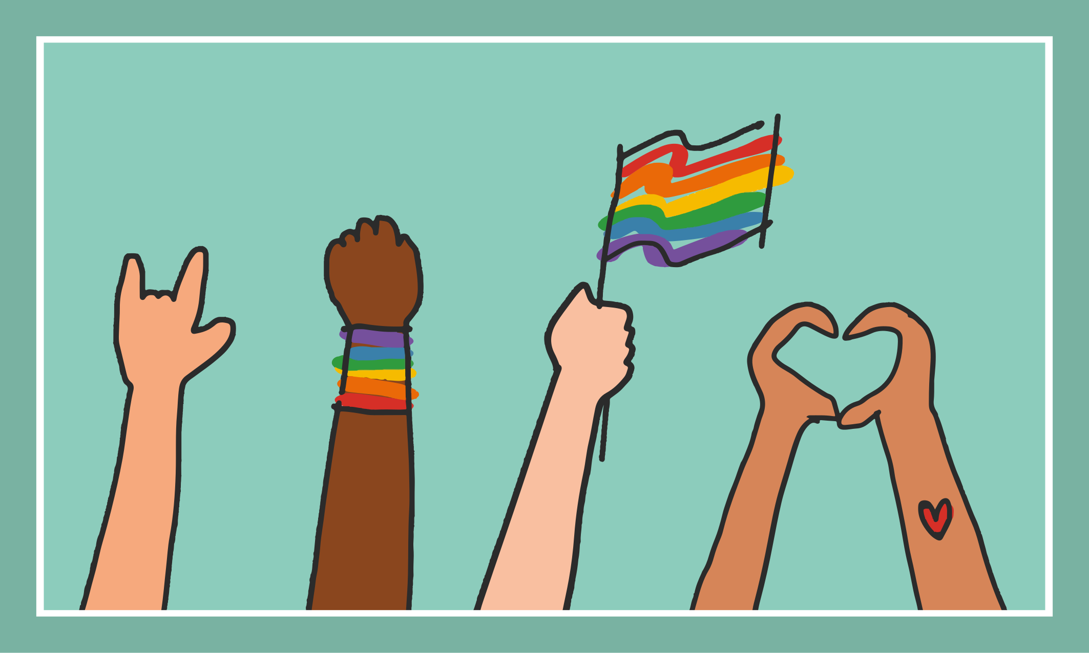 비닐 카펫 이벤트 다양한 손을 들어주세요 - TenStickers