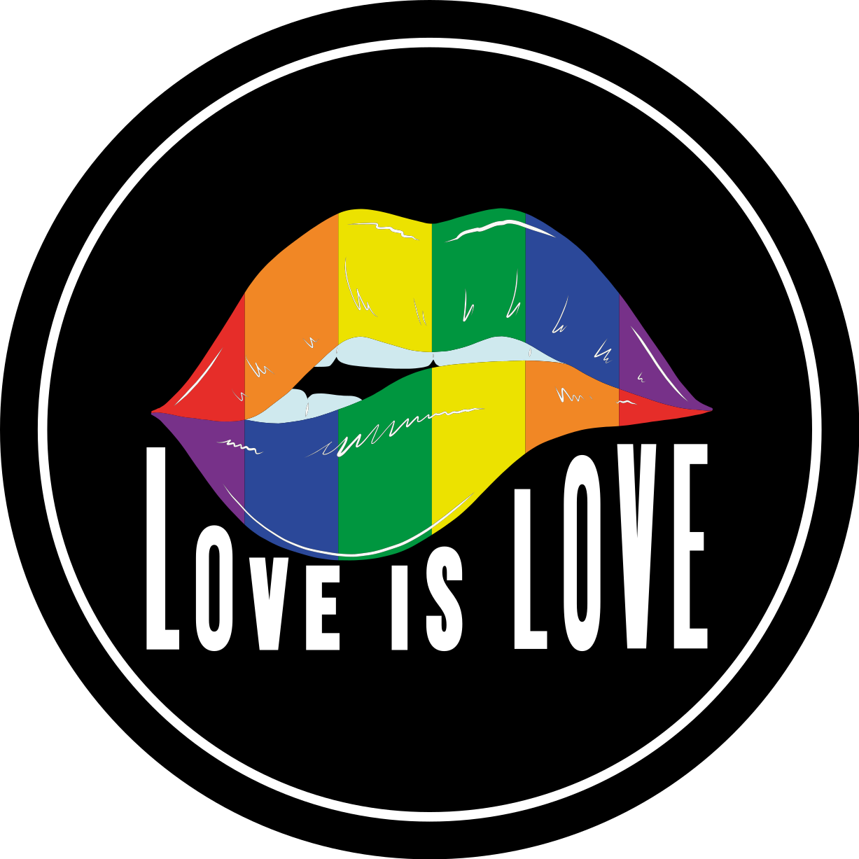 문구와 함께 비닐 양탄자 다채로운 입술 모티프 - TenStickers