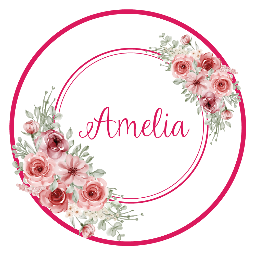 침실용 비닐 카펫 이름이 담긴 꽃무늬 모노그램 - TenStickers