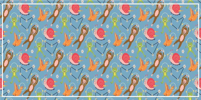 어린 이용 비닐 카펫 다채로운 우주 생물 - TenStickers