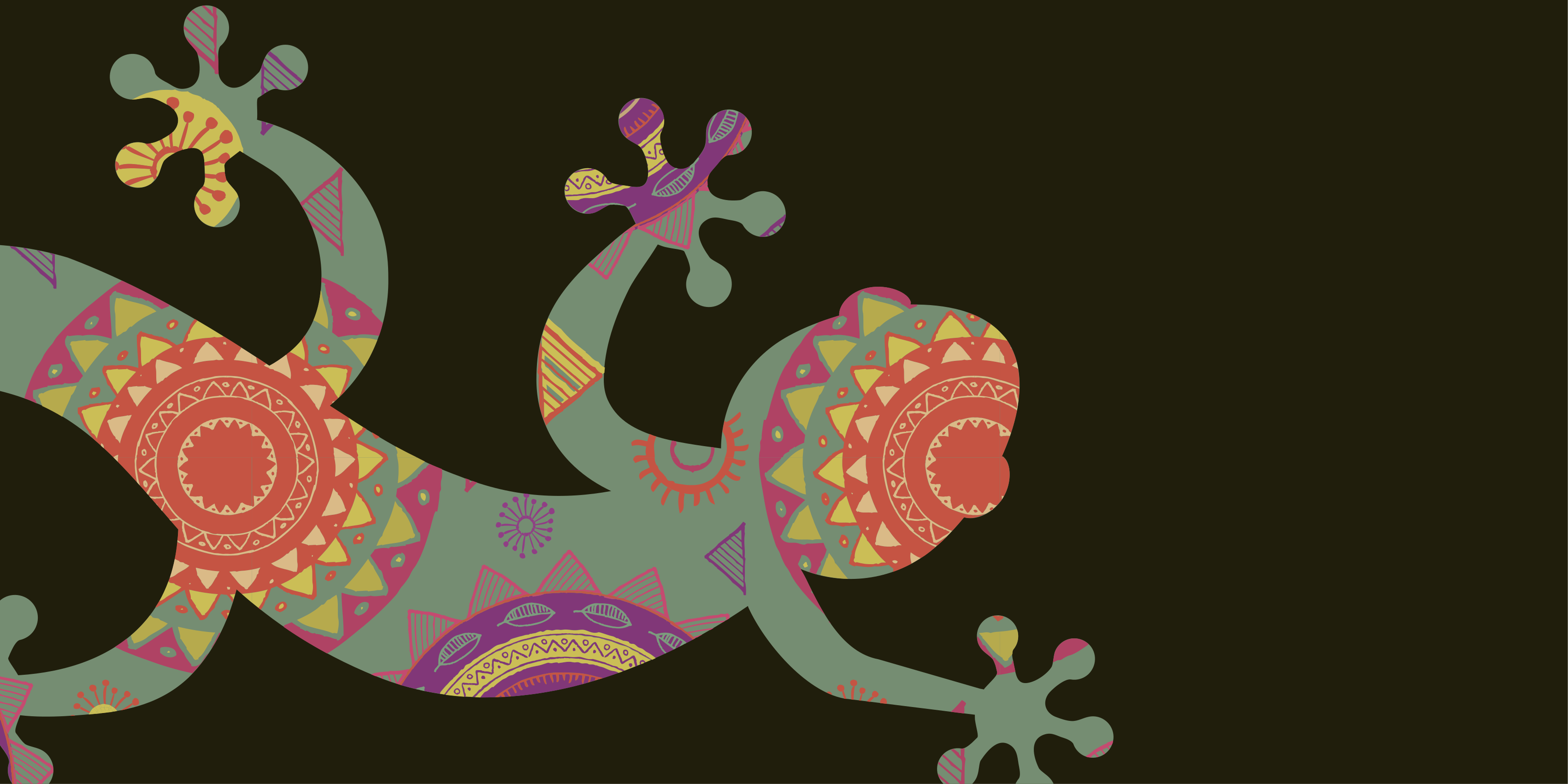 만다라 비닐 카펫 다채로운 기하학적 도마뱀 - TenStickers