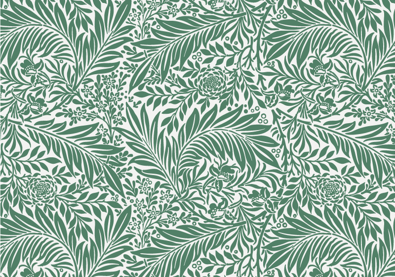 비닐 카펫 꽃과 식물 녹색 잎 무늬 - TenStickers