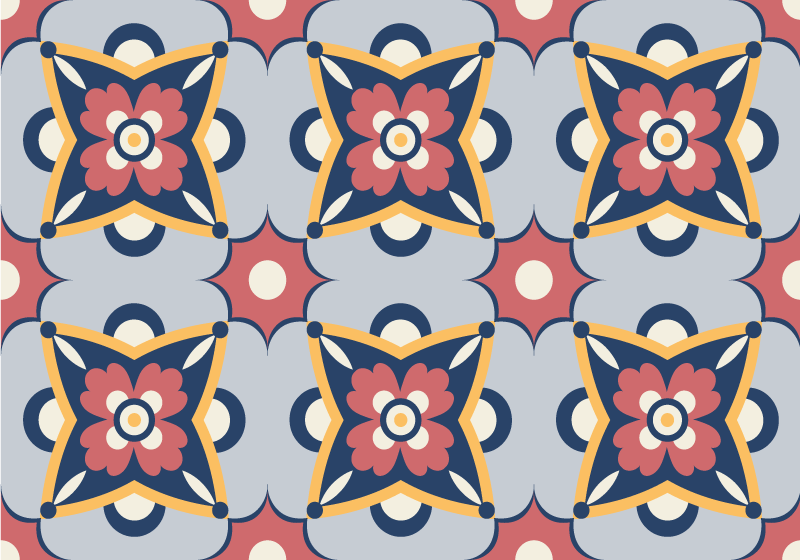 모자이크 효과 비닐 카펫 식물 회색 조합 - TenStickers