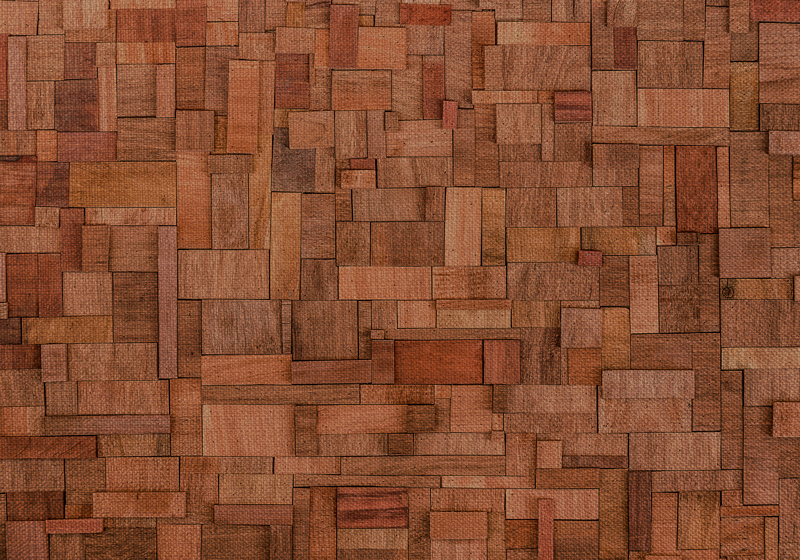 우드 효과 비닐 카펫 따뜻한 블록 패턴 - TenStickers