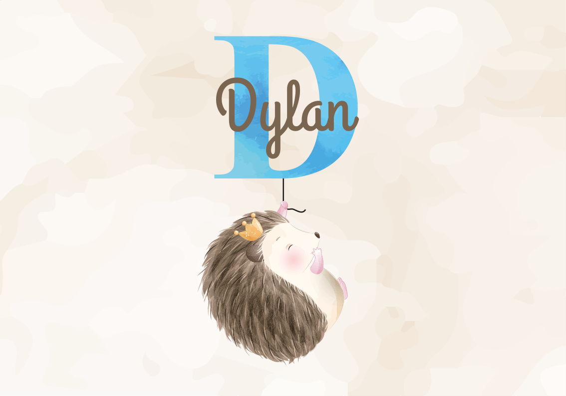 이름이있는 비닐 카펫 귀여운 고슴도치 이니셜 - TenStickers